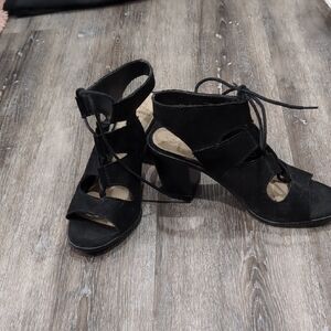 Time and Tru Black Lace-Up Heels